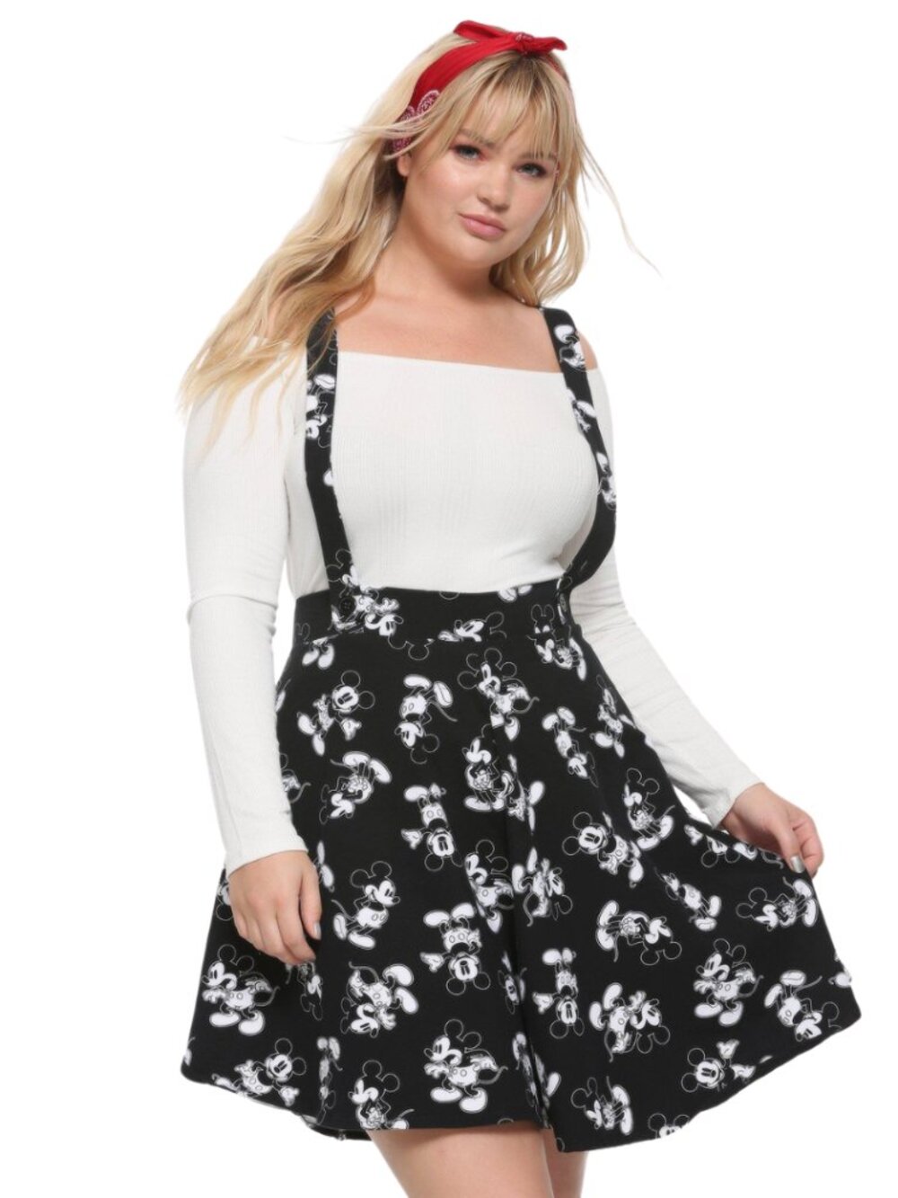 Disney x Hot Topic Black and White Mickey Mouse Overall Skirt